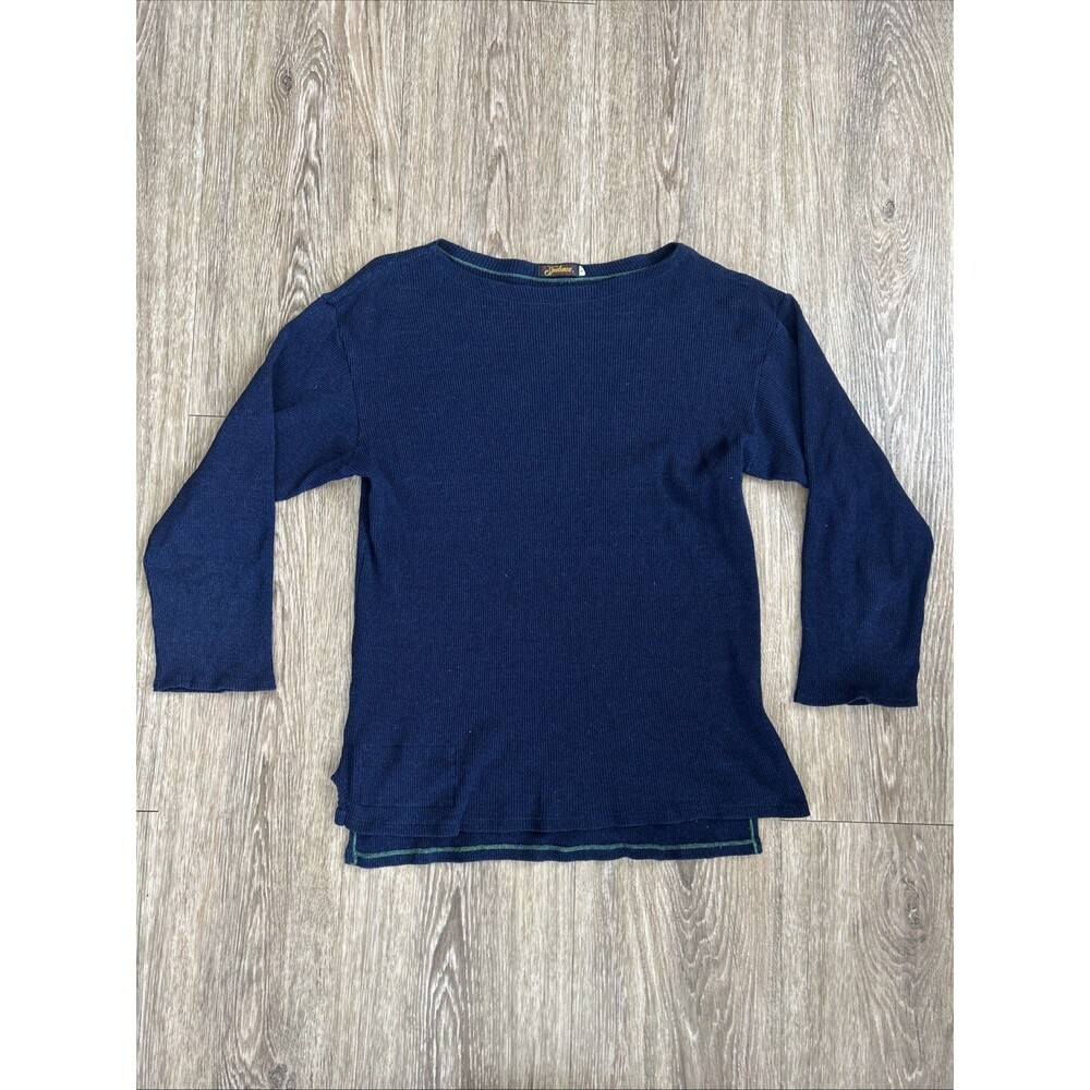 Mister Freedom Chandail indigo cotton Fisherman’s rib stitch jersey knit Sz L